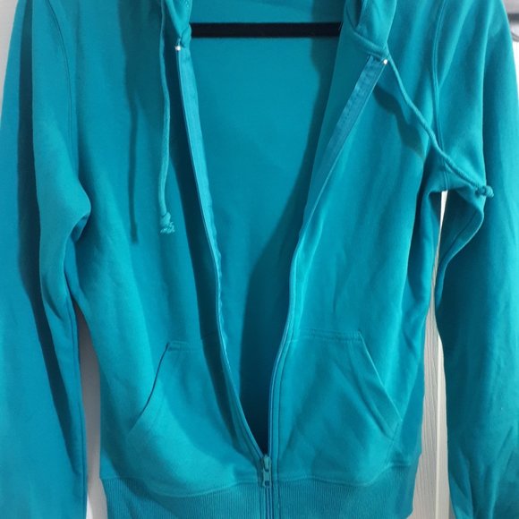 Light Zip Up Hoodie Bright Peacock Blue - Picture 5 of 6